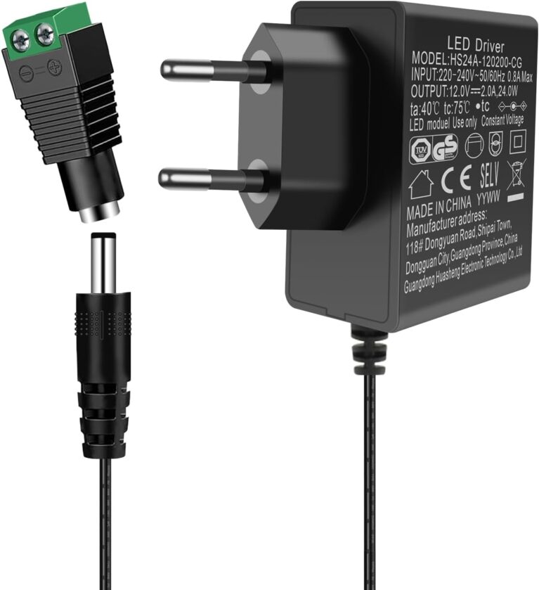 12-V-Netzteil 2 A, AC-Adapter-Netzteileingang 200–240 V, 24 W 12-V-Netzteil für LED-Streifen, Transformator, IP-Kamera, externe Festplatte