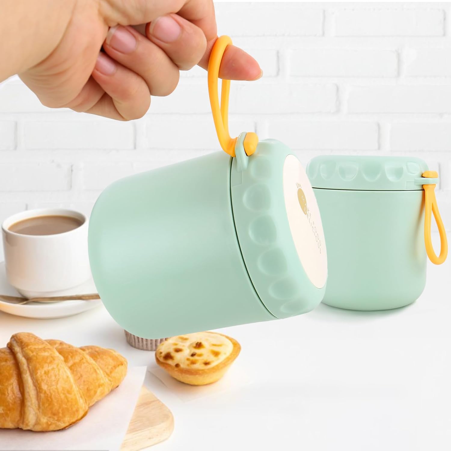 Thermo-Lebensmittelbehälter, 400 ml, Warmhaltebehälter mit Löffel, Edelstahl, auslaufsicher, vakuumisolierter Thermobecher für Lebensmittel, Suppen, Babybrei, Müsli, Blau – Bild 7