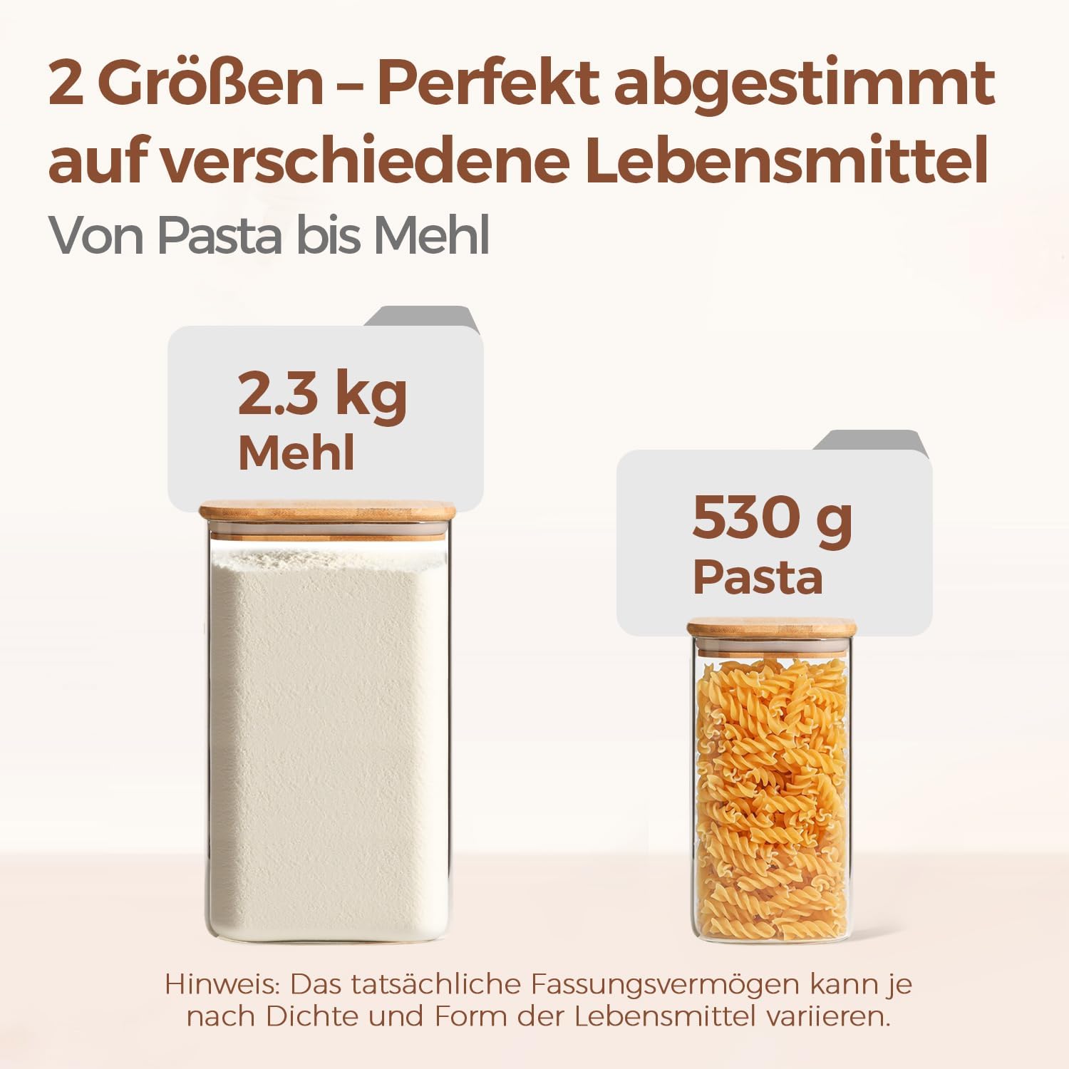 ComSaf 2er-Set Vorratsgläser mit Deckel, luftdicht, 1,5 l/4,4 l, Glasbehälter mit Deckel und Vorratsgläsern, ideal für Mehlbehälter, Müslischachtel und Keksdose, Glas, Küchen-Organizer – Bild 3