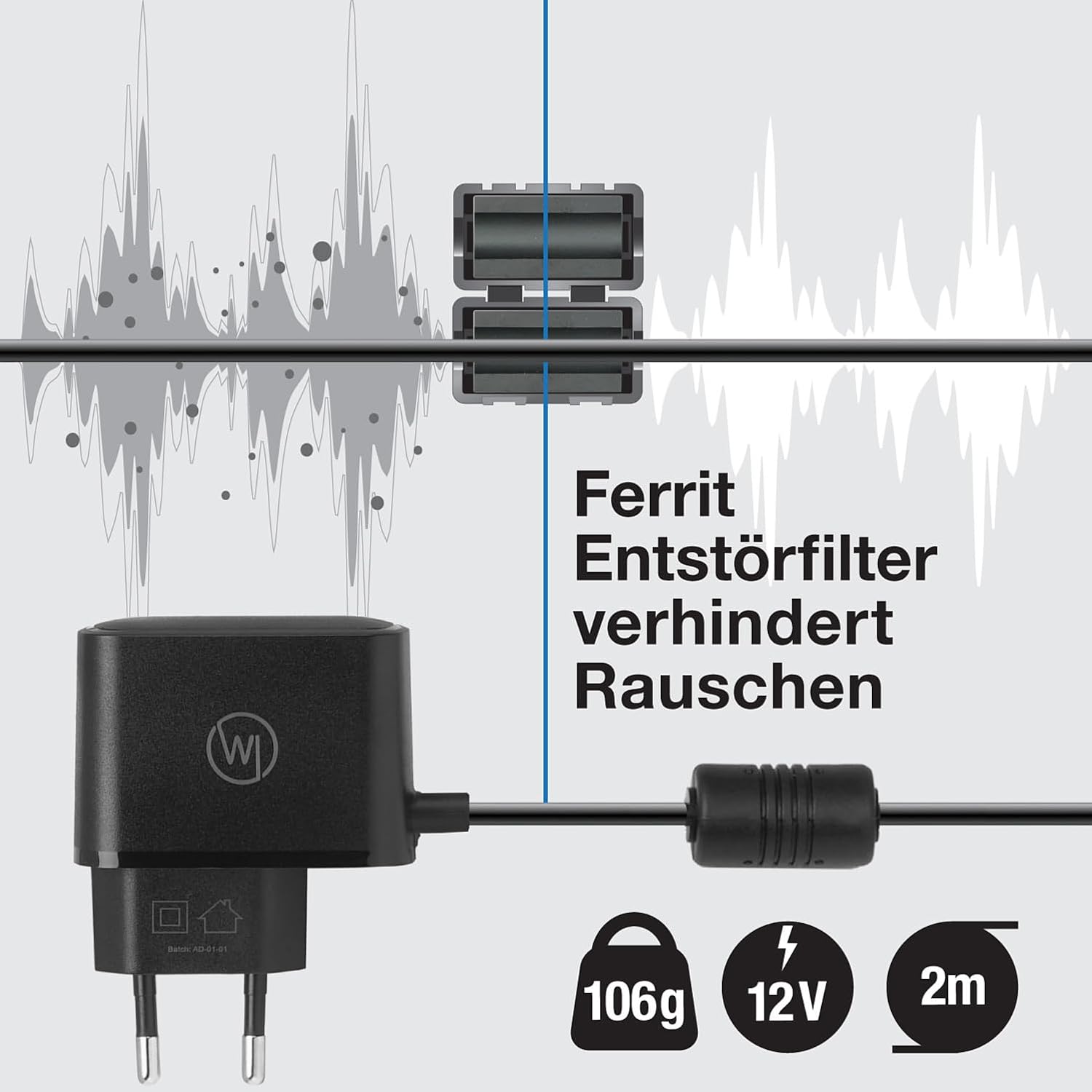 Wicked Chili 2m Netzteil für Makita Radio DMR 116 112 112W 110 109 108 107 106 BMR 105 104 103 102 ersetzt Original Makita Ladegerät Ladekabel SE00000101 SE00000078 SE00000265 (rrrrfrefrefree) – Bild 2