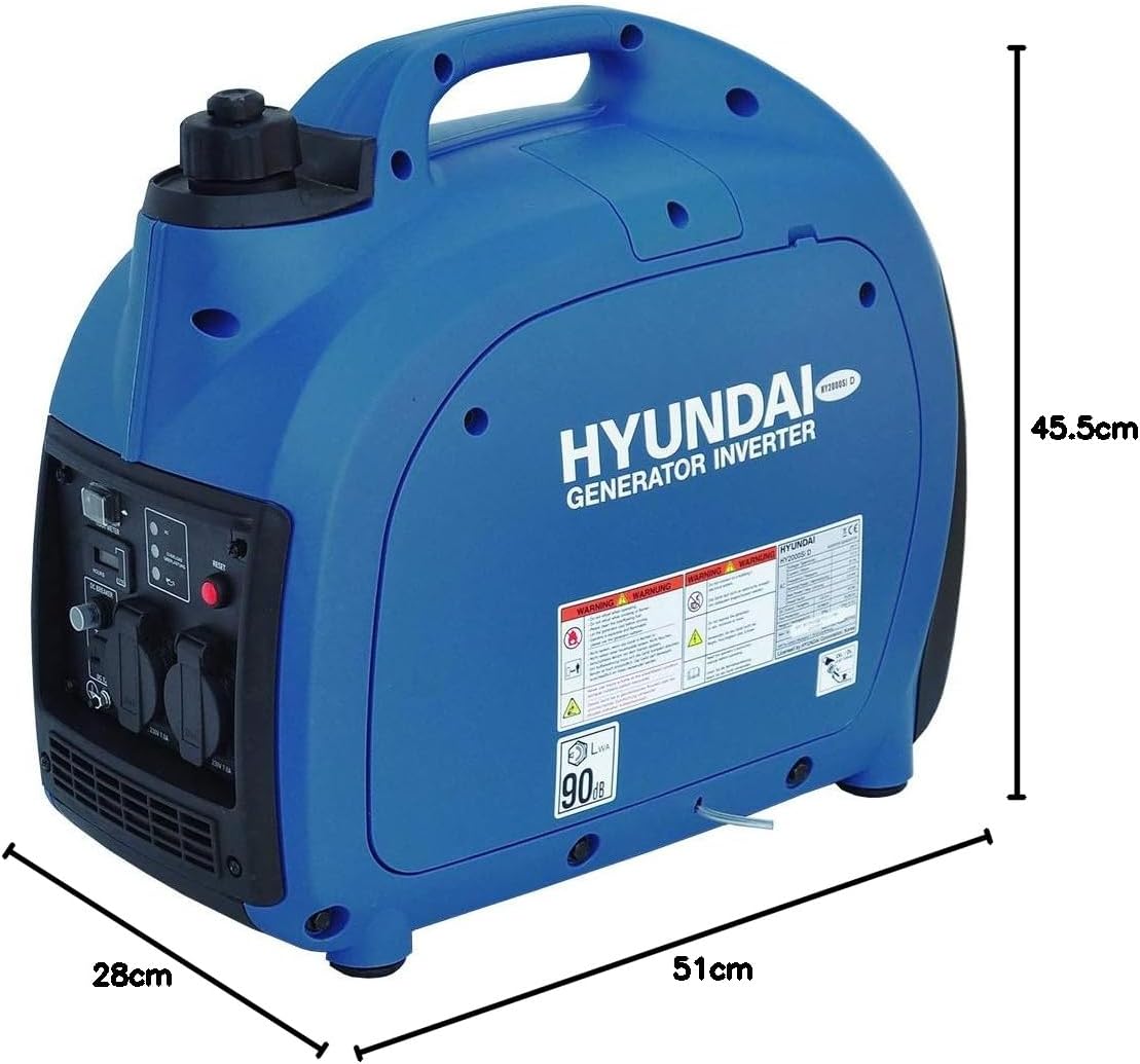 Hyundai Inverter-Generator HY2000Si D (tragbarer Benzingenerator, Inverter-Stromerzeuger mit 2 kW Maximalleistung, Notstromgenerator, Generator) | Stromgenerator mit 2,2 kW max. Power, Benzin-Notstromaggregat, leise, leicht und sparsam – Bild 10