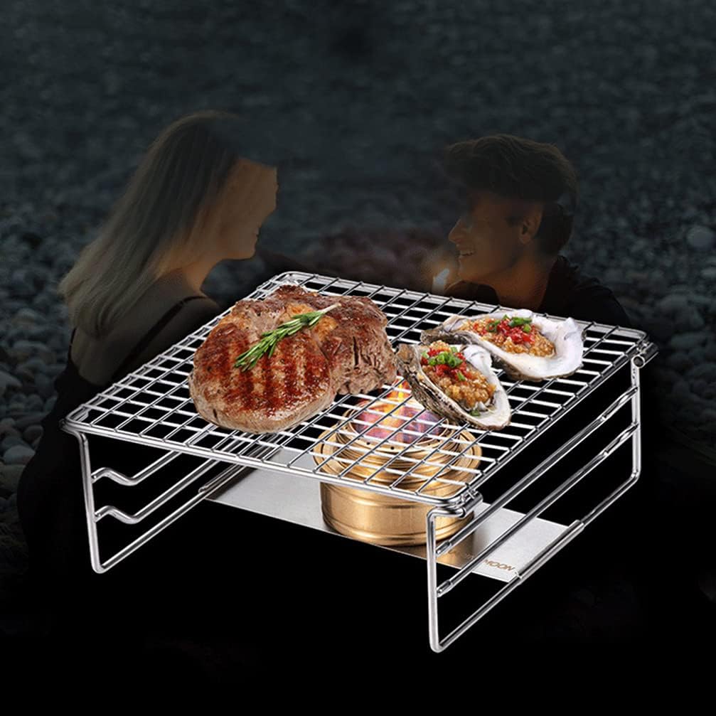 Grill-Wärmeständer, robuster tragbarer Grillrost aus Edelstahl mit Beinen für Outdoor-Rucksacktouren, Wandern, Picknick, Grillen – Bild 6