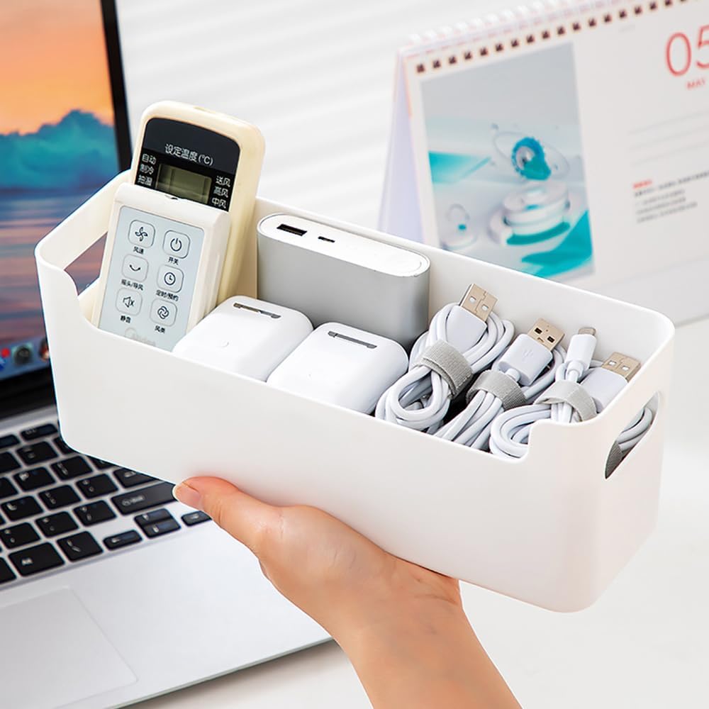 Aufbewahrungskorb, 4-teiliger Badezimmer-Organizer, Schubladen-Organizer | Schminktisch-Organizer, U-Port-Organizer-Box für Schreibwaren, Socken, Unterwäsche, Datenkabel (weiß, 25,5 x 8,5 x 8 cm) – Bild 7