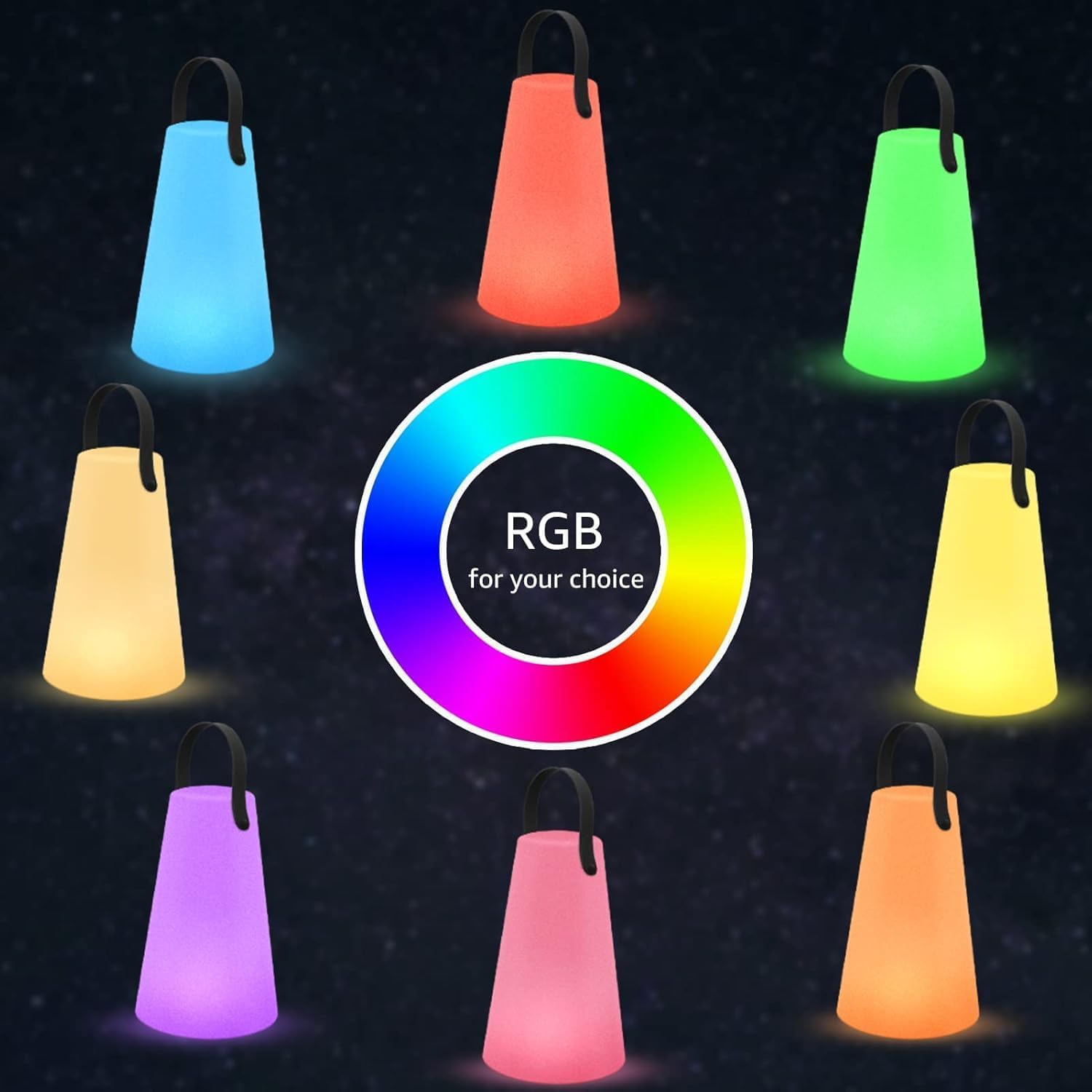 2er-Set LED-Akku-Tischlampen, kabellose Außenlampe, dimmbar, 8 Farben, USB wiederaufladbar, tragbare Campinglampe, Laterne, IP44 wasserdicht, mit Fernbedienung für Balkon, Garten, Camping, Gartendekoration – Bild 2