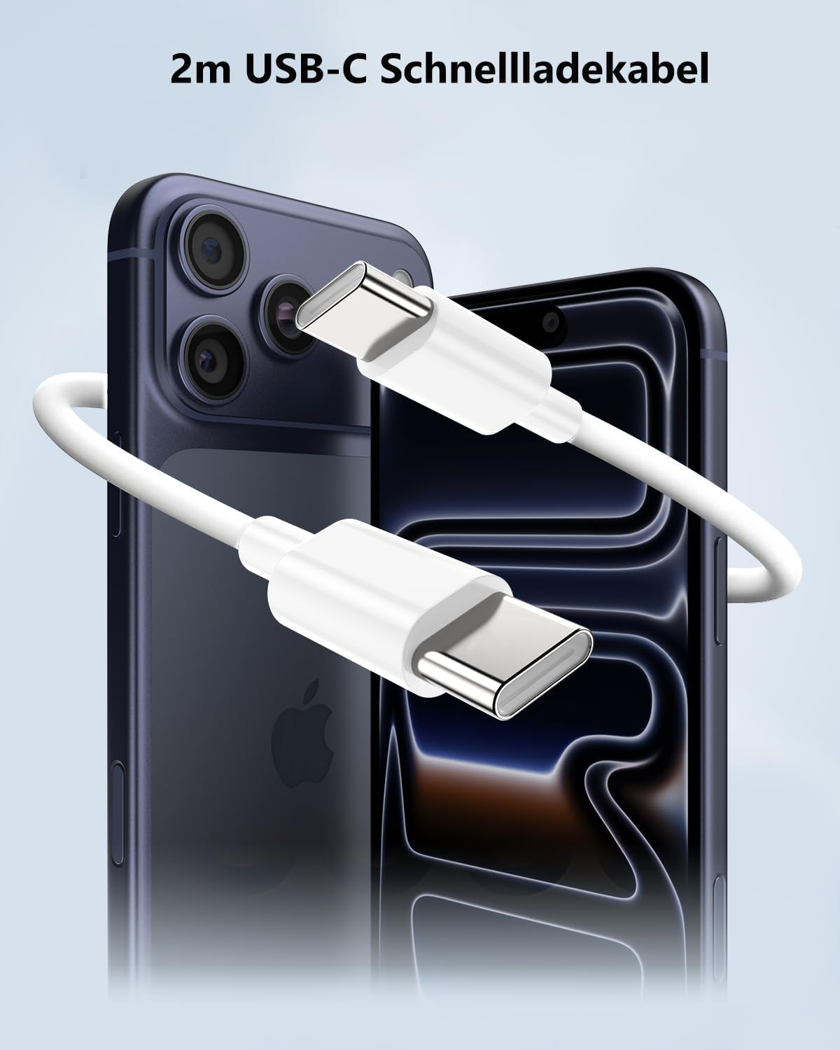 USB C Ladegerät Schnellladekabel für iPhone 17 16 15 Pro Max Plus/17 Air/17e/16e, iPad Pro/Air Mini/10.11. Generation, 2er Pack 25W USBC Schnellladegerät 2M Kabel Ladegerät Adapter Netzteil Stecker – Bild 5