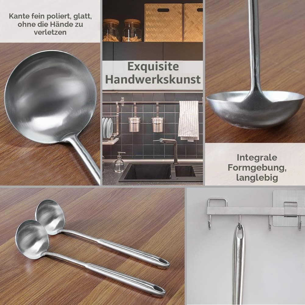 Newness Suppenkelle, Schöpfkelle & Schöpfkelle aus Edelstahl (rostfrei, hitzebeständig), Kochlöffel mit ergonomisch abgerundetem Vakuumgriff für die Küche, ideale Küchenutensilien & Küchenhelfer, 13,7 Zoll – Bild 5