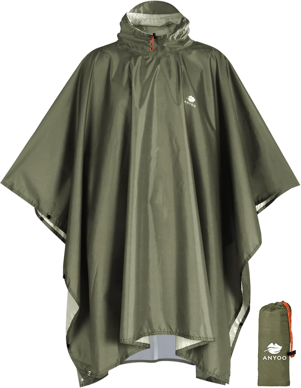 ANYOO Leichte, wasserdichte Regenjacke, wiederverwendbar, Ripstop, atmungsaktiv, Mehrzweck-Regenmantel mit Kapuze, faltbare Schutzdecke, Schutzplane, ideal für draußen, Camping, Wandern, Angeln