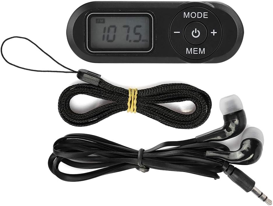 ciciglow - UKW-Radio, DSP, LCD, digital, LCD, digital, tragbar, 1,1 Zoll, Taschenradio, Musik-Player, Schwarz, mit Kopfhörern