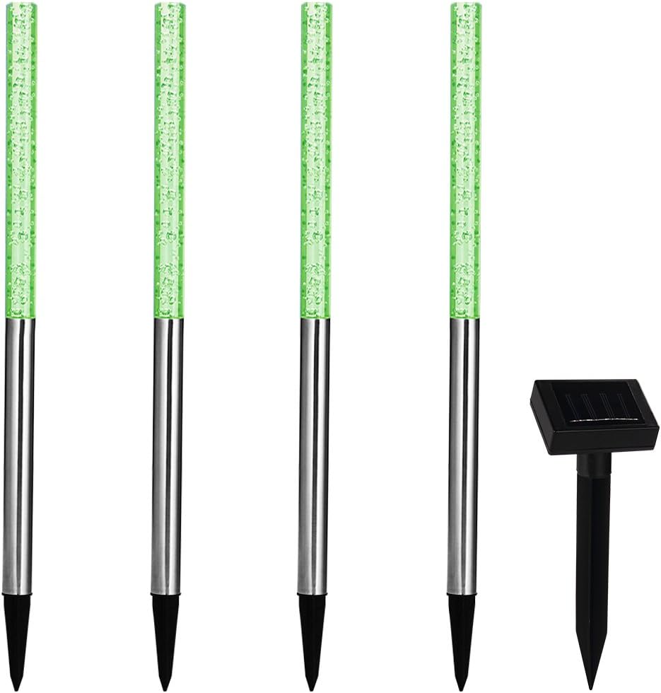 Deuba Solarleuchten für den Außenbereich, 4er-Set, LED, wetterfest, IP44, Dämmerungssensor, Farbwechsel, bunter Erdspieß, Edelstahl, Solar-Garten-Außenlampe, Balkondekoration – Bild 4