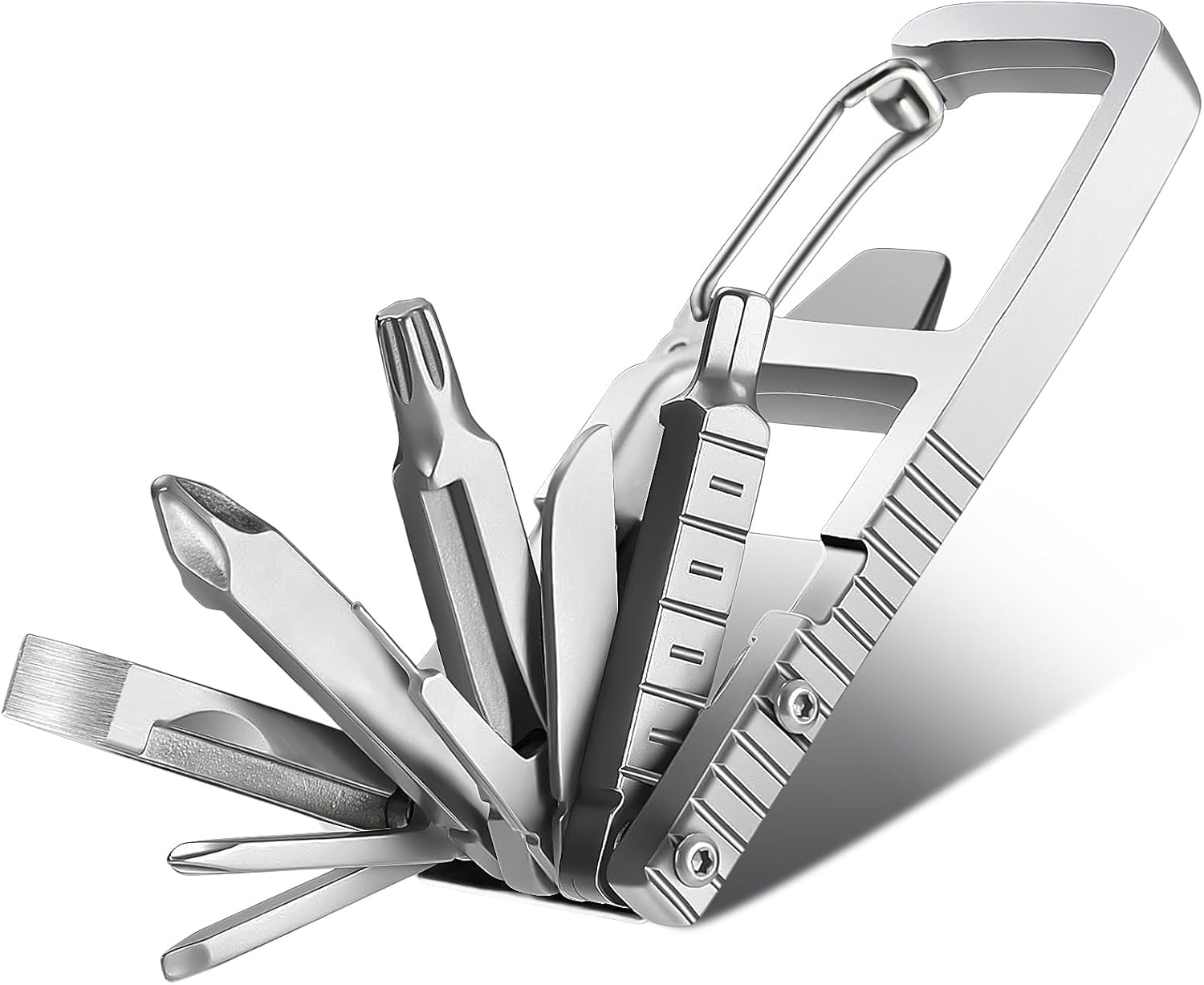 Multitool-Werkzeug, 12-in-1-Multitool-Schlüsselanhänger, kleine Werkzeuge, Multifunktionsmesser, Edelstahl-Schraubendreher-Bit für den Außenbereich, tragbares Taschenwerkzeug, Geschenke für Männer
