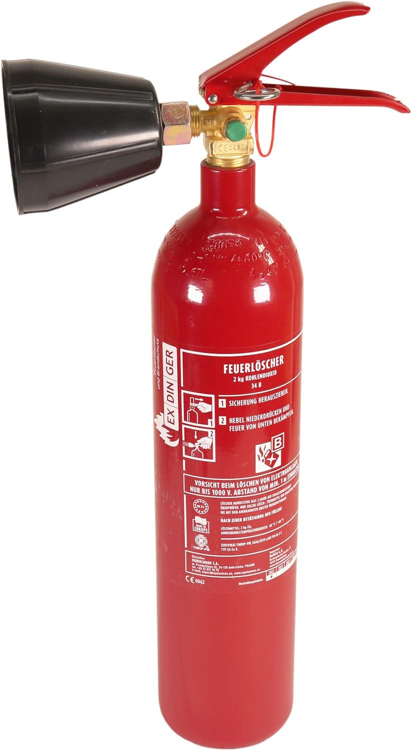 HausundWerkstatt24 CO²-Feuerlöscher 2 kg Schneerohr (GS-2X mit Prüfplakette).
