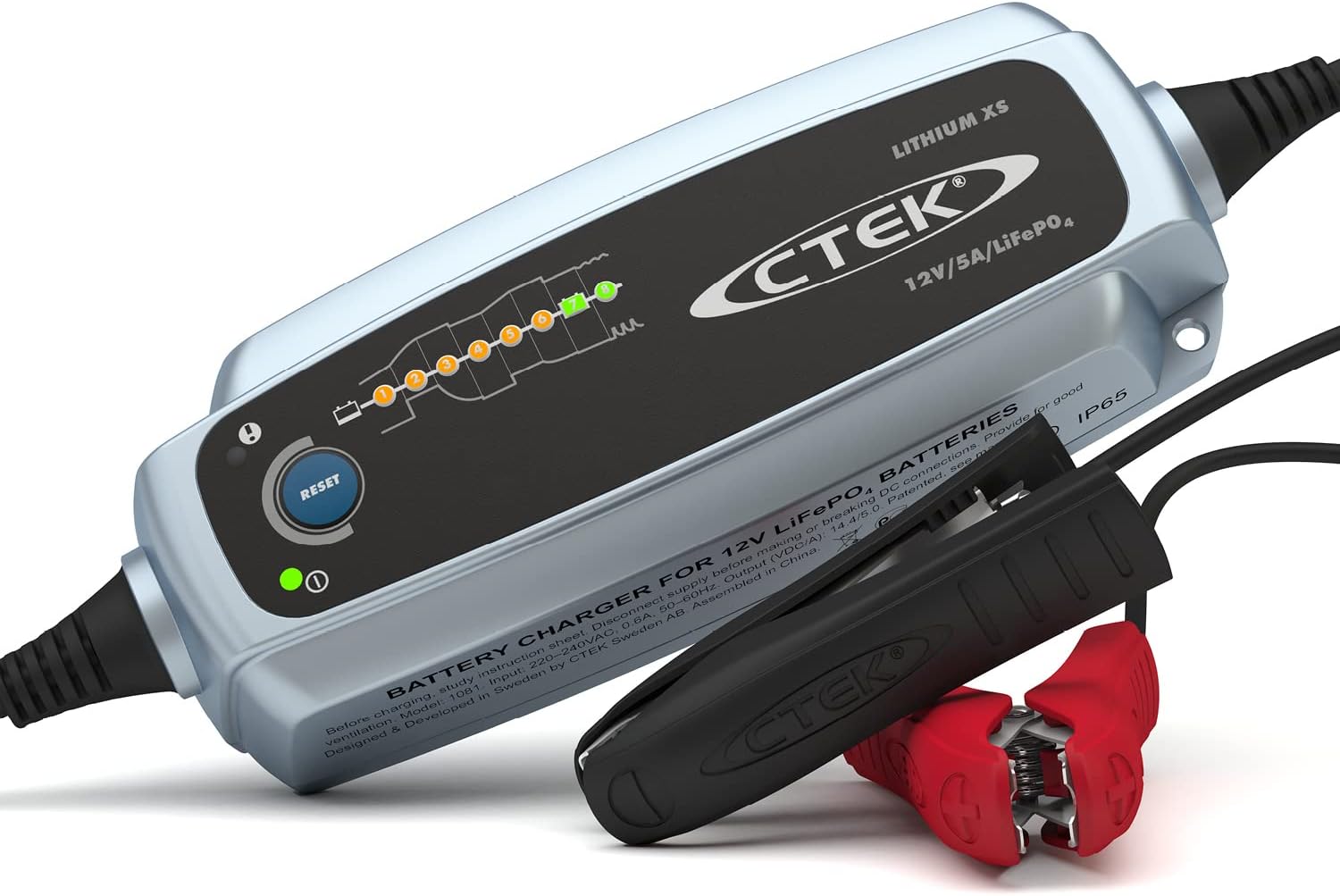 CTEK Lithium XS, Batterieladegerät 12 V, Ladegerät LiFePO4, Lithium-Ionen-Ladegerät Auto, Intelligentes Ladegerät Autobatterie, Erhaltungsladegerät, Batteriepflege mit UVP und Connect and Forget