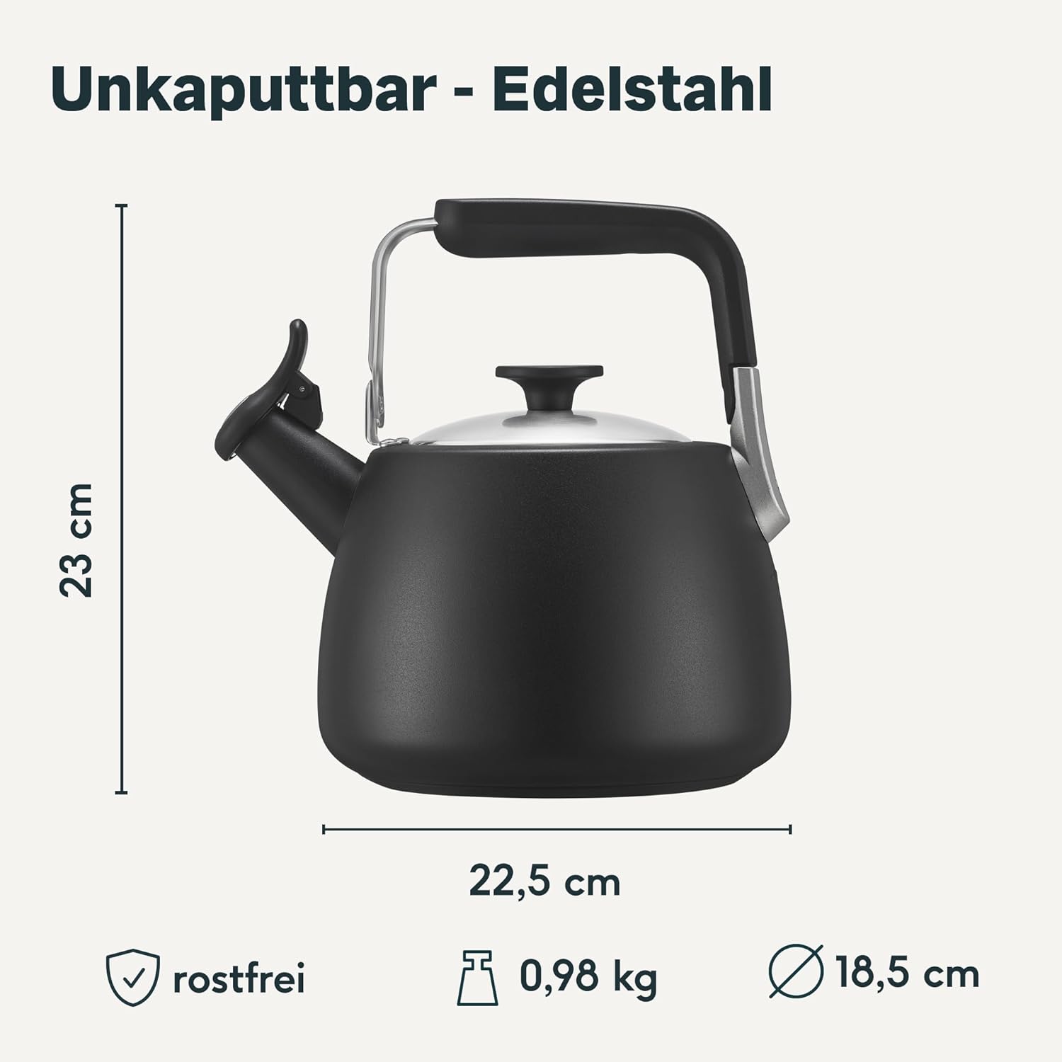 SILBERTHAL Induktions-Wasserkocher 2,8 L mit lauter Pfeife – Teekessel aus Edelstahl – Wasserkocher für Camping – Pfeifkessel Schwarz – Bild 7