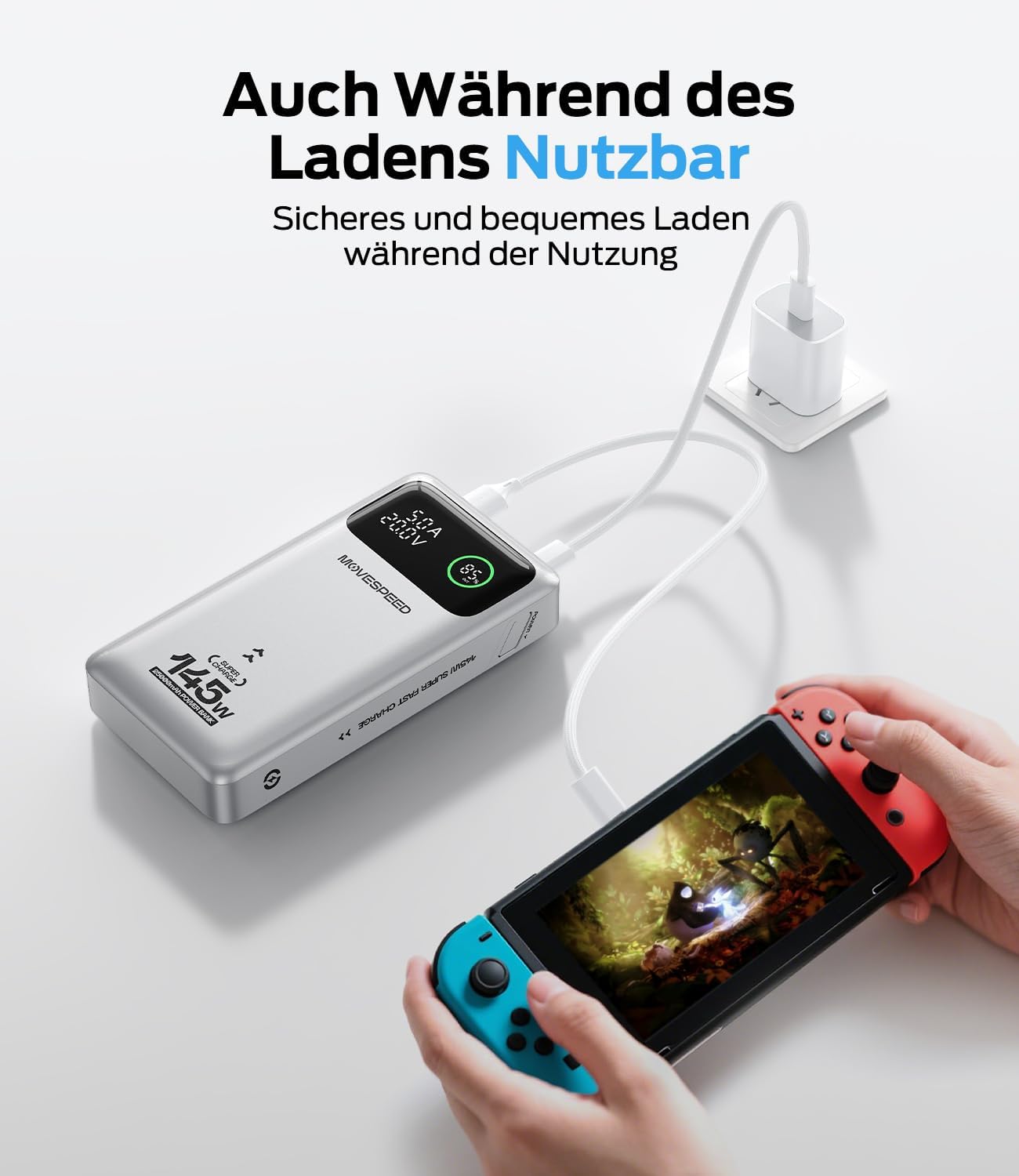 Movespeed 145 W Power Bank 25000 mAh Laptop Power Bank Tragbares Ladegerät mit 3 USB-Anschlüssen PD 3.1 und Digitalanzeige, kompatibel mit Laptop MacBook Pro/Air, iPhone 17 Pro Air /16, Galaxy S25, iPad – Bild 6
