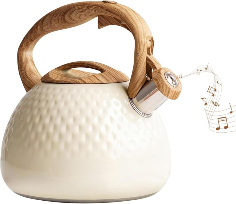 3L Retro-Wasserkocher aus Edelstahl mit Pfeife, geeignet für Induktionsherde | Moderner Wasserkocher für Gasherd und Elektroherd – rostfreier Pfeifkessel mit hitzebeständigem Griff für Camping und Küche