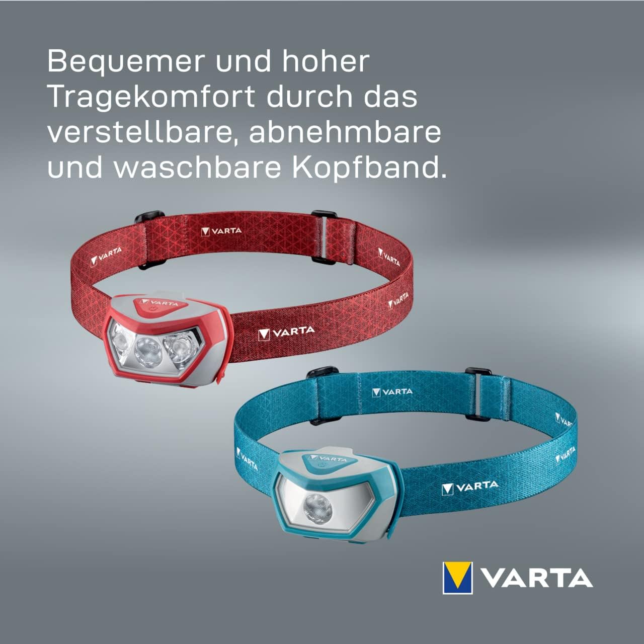 VARTA Outdoor Sports H20 Pro LED-Stirnlampe mit 3 x AAA-Batterien, 3 Leuchtmodi, spritzwassergeschützt, Dimmfunktion, mit schwenkbarem Kopf, rot – Bild 6