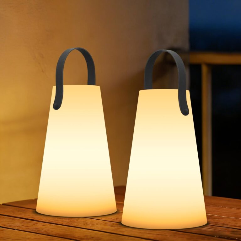 2er-Set LED-Akku-Tischlampen, kabellose Außenlampe, dimmbar, 8 Farben, USB wiederaufladbar, tragbare Campinglampe, Laterne, IP44 wasserdicht, mit Fernbedienung für Balkon, Garten, Camping, Gartendekoration