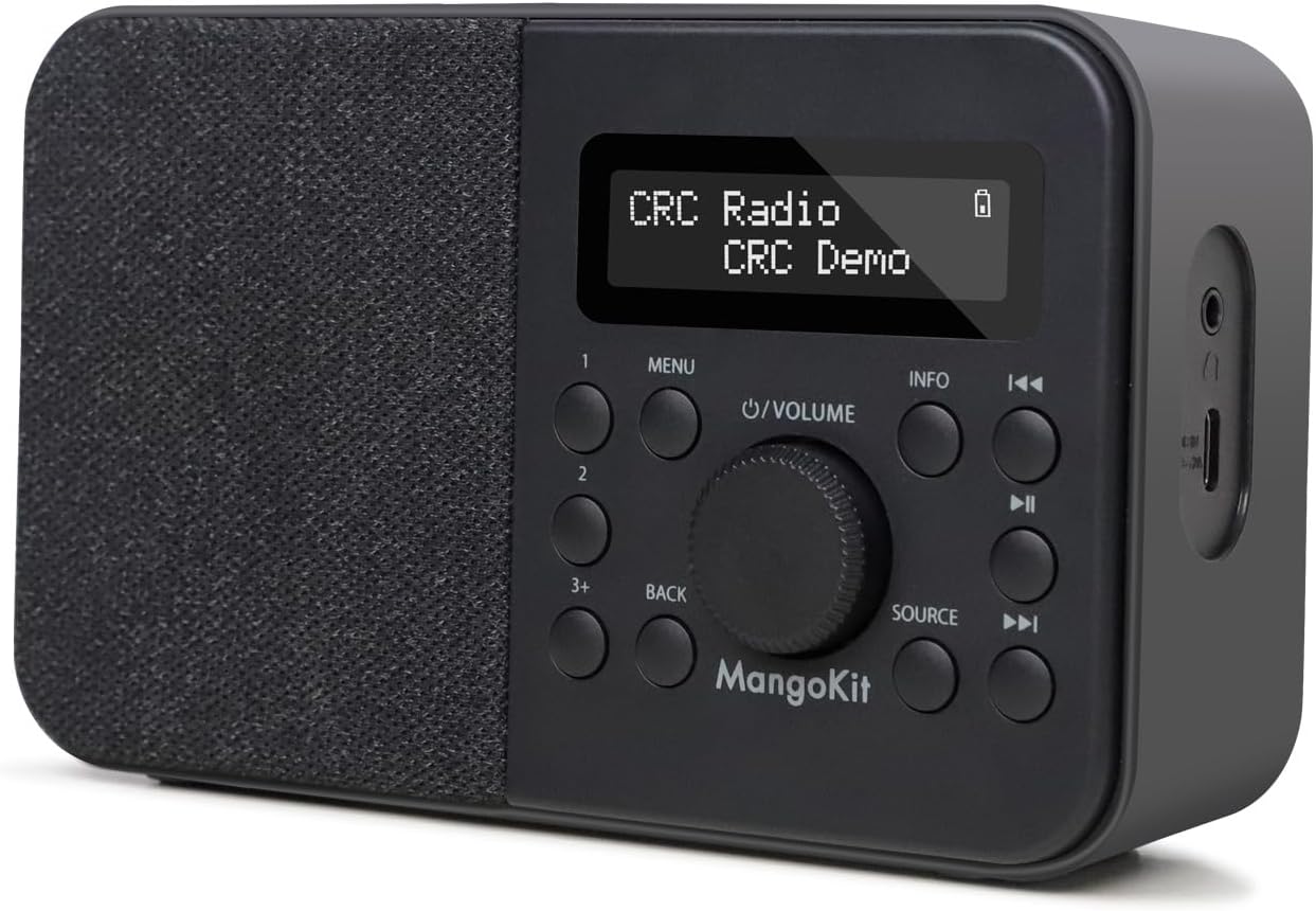PR2S Tragbares DAB+-Digitalradio, UKW-Radio für die Küche, Bluetooth-Lautsprecher, persönliches DAB-Radio, Display, Wecker und Uhr, 40 voreingestellte Sender, Kopfhöreranschluss, Schwarz – Bild 2