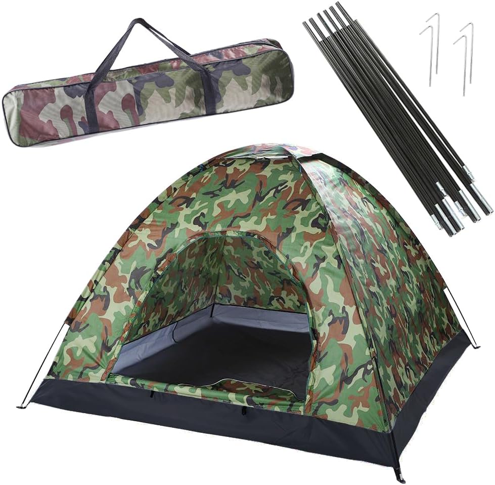 2-Personen-Festivalzelt-Set mit 2 Isomatten, Schlafsäcken, Nackenkissen, Schlafmasken, Ohrstöpseln & 2-Mann-Festivalzelt, Camping, Iglu-Zelt, wasserdicht, 200 x 200 x 135 cm – Bild 9