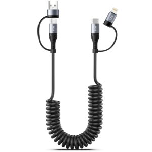 USB C Spiralkabel, 60W Kurzes USB a...