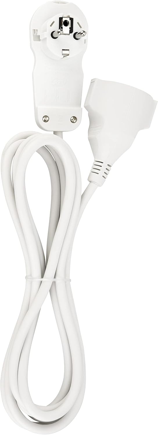 REV Smart Flat Plug Steckerverlängerung, Flachstecker 8 mm, Verlängerungskabel 3 m, max. 3.680 W, Weiß – Bild 4