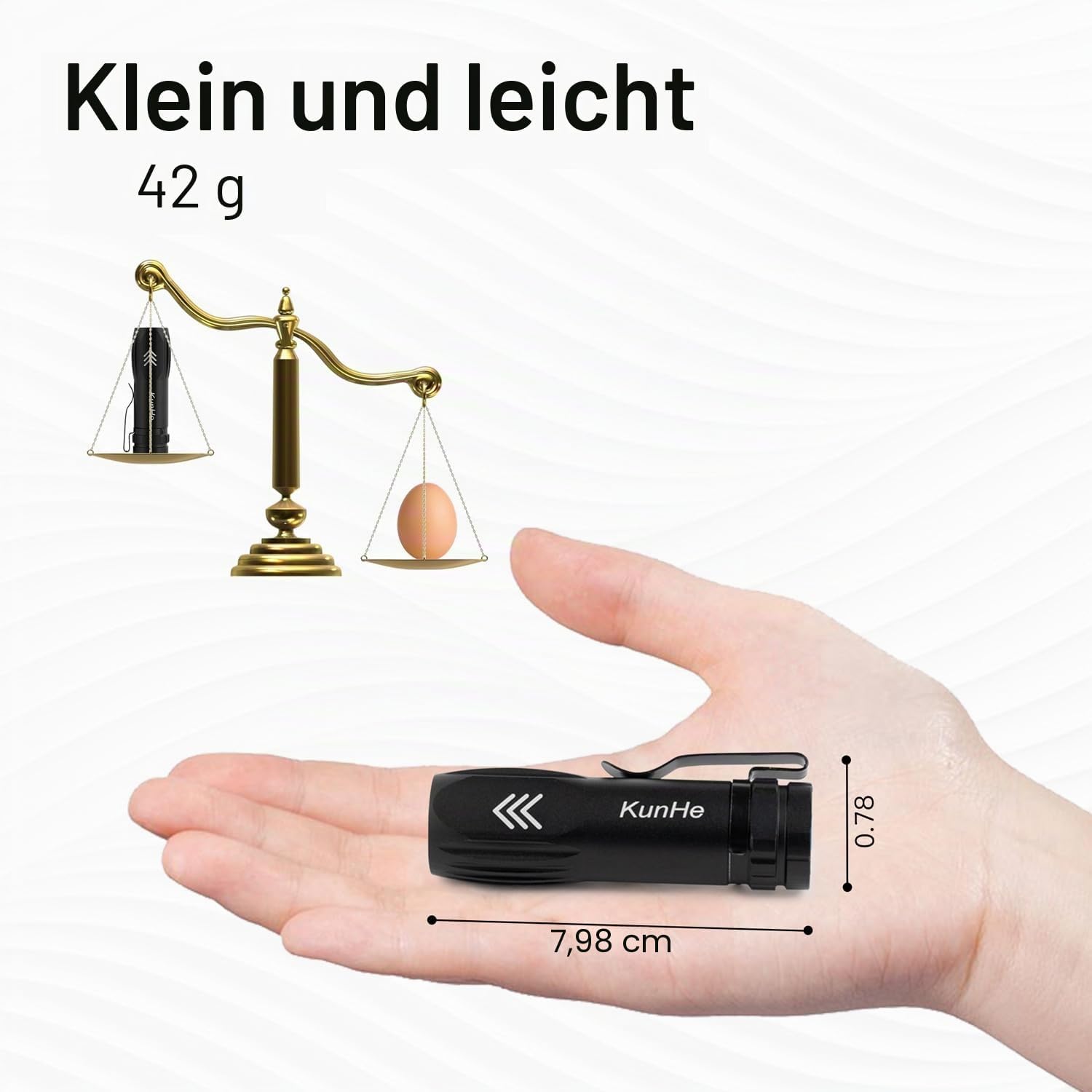KunHe Kleine LED-Taschenlampe, wiederaufladbar, 5er-Set, Mini-Taschenlampe USB-C mit Clip, 300 Lumen, Aluminium-Taschenlampen, klein für Auto, Haushalt, Notfall und Camping – Bild 2