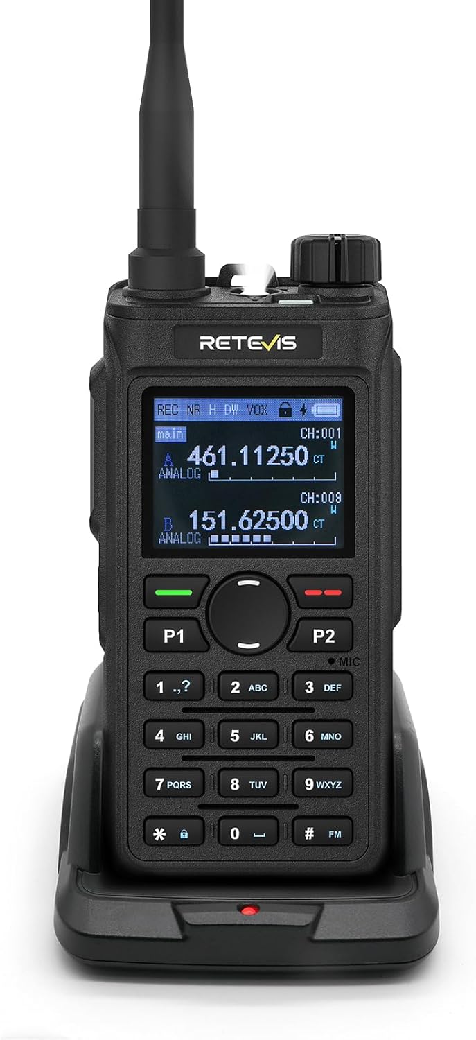 Retevis C62 Amateurfunkgerät, professionelles Amateurfunkgerät, Funkgerät mit großer Reichweite, 2 m/70 cm/Am, CPS, Geräuschunterdrückung, 2000 mAh, für Wandern/Jagd/Camping (Schwarz, 1 Stück)