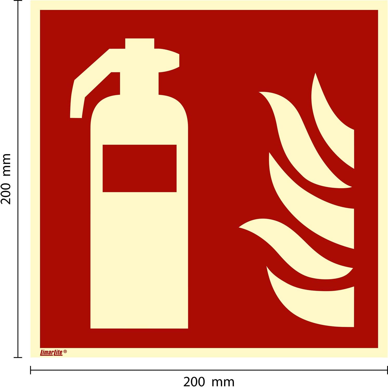Feuerlöscher-Flaggenschild 200 x 200 mm – nachleuchtend 55/8 mcd DIN 67510 Lichtklasse B Aluminiumschild, beidseitig bedruckt, ASR A1.3 / ISO 7010, Brandschutzschild, Innen- und Außenbereich – Bild 3