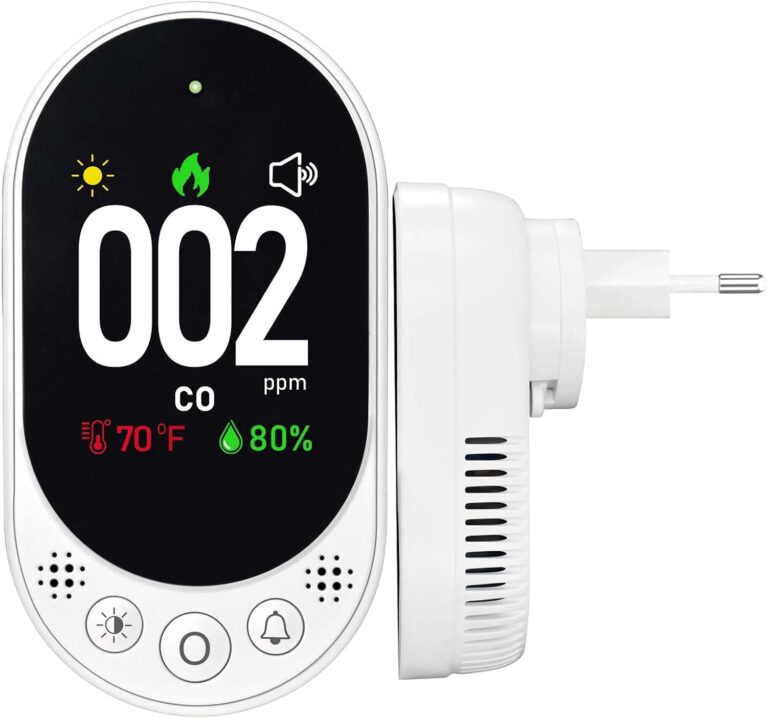 LSENLTY Kohlenmonoxidmelder, CO-Detektor mit HD-Bildschirm und Display, visueller und akustischer Alarm, 3-in-1-CO-Detektor (CO-Gasmessgerät, Temperatur und Luftfeuchtigkeit) für Zuhause und Reisen