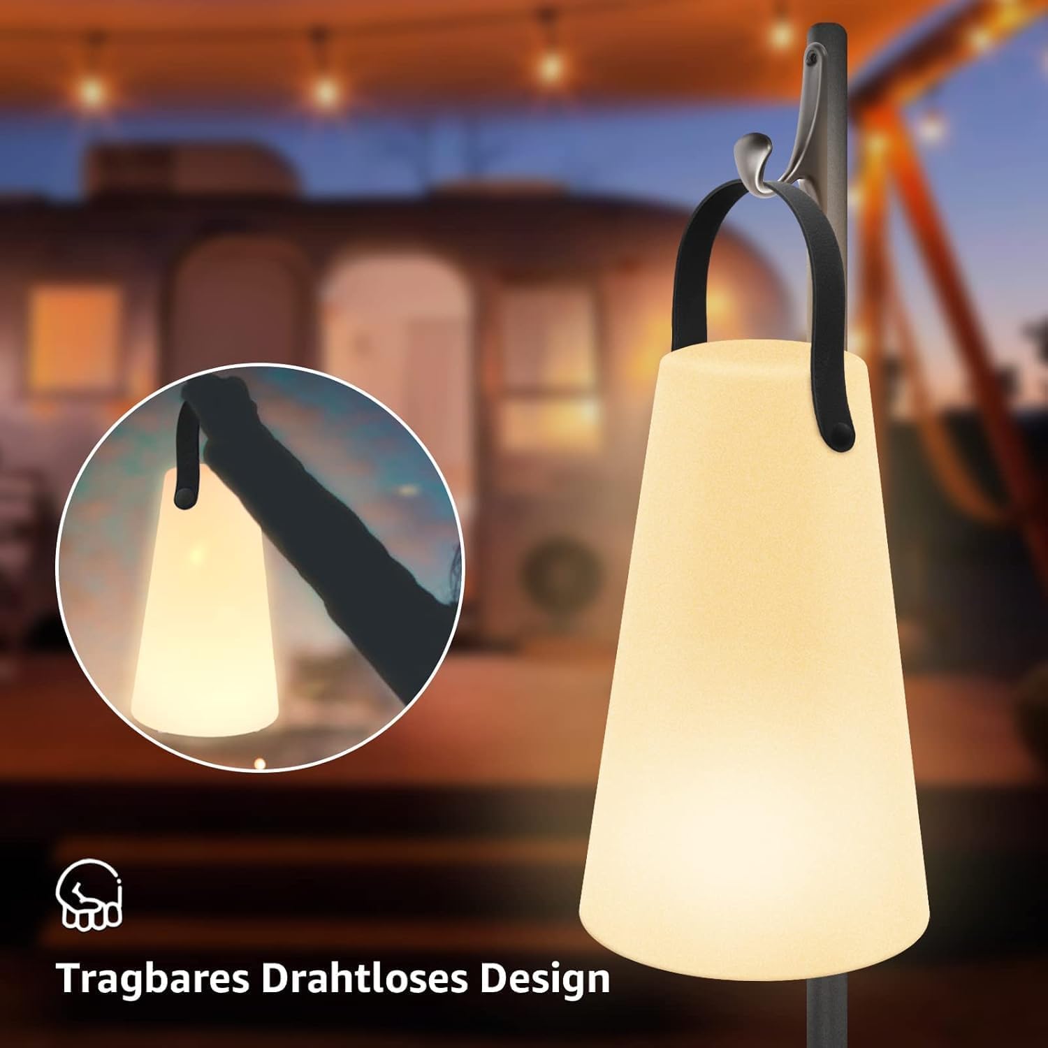 2er-Set LED-Akku-Tischlampen, kabellose Außenlampe, dimmbar, 8 Farben, USB wiederaufladbar, tragbare Campinglampe, Laterne, IP44 wasserdicht, mit Fernbedienung für Balkon, Garten, Camping, Gartendekoration – Bild 5