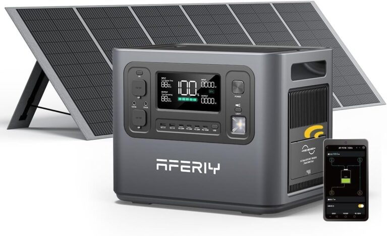 AFERIY Solargenerator 2400 W mit 400 W Solarpanels, 2048 Wh tragbares Kraftwerk, LiFePO4-Akku, Schnellladung in 1,2 Stunden, faltbares Solarpanel mit USB, IP65, für Outdoor-Camping, Stromausfälle