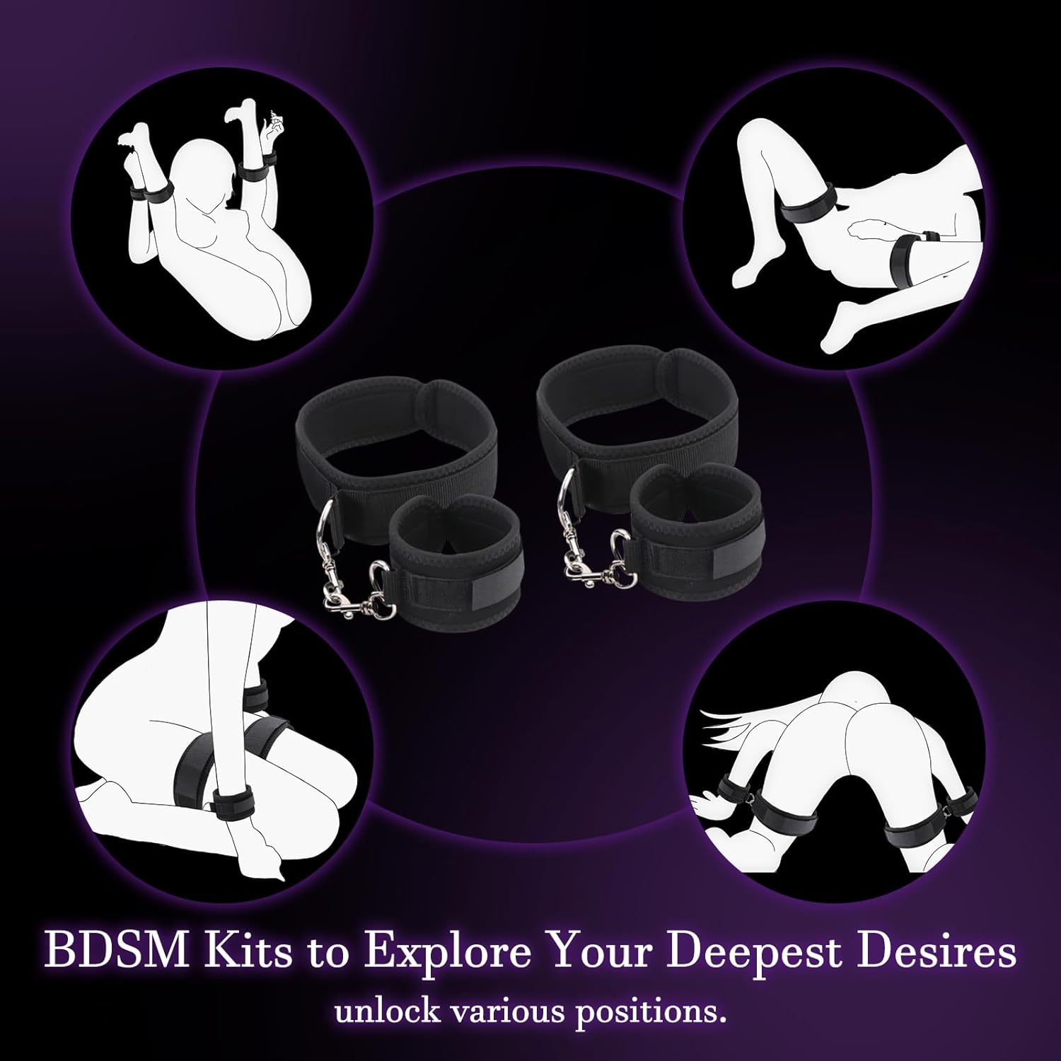 Sexspielzeugkissen, Positionskissen, aufblasbares Rampenmöbel mit verstellbaren Hand- und Oberschenkelfesseln, Sex-Bondage-Set, Sex-Körperpositionierer für Paare, Anfänger (Vibrator nicht im Lieferumfang enthalten) – Bild 3