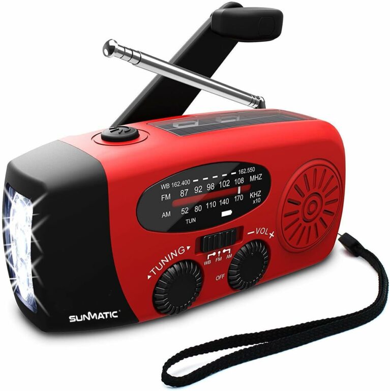 Notfallradio mit Kurbel, Solar & LED – Sunmatic – Tragbares AM/FM-Radio mit 2000 mAh Power Bank & USB-Ladefunktion – für Stromausfall, Outdoor, Camping & Notfallausrüstung