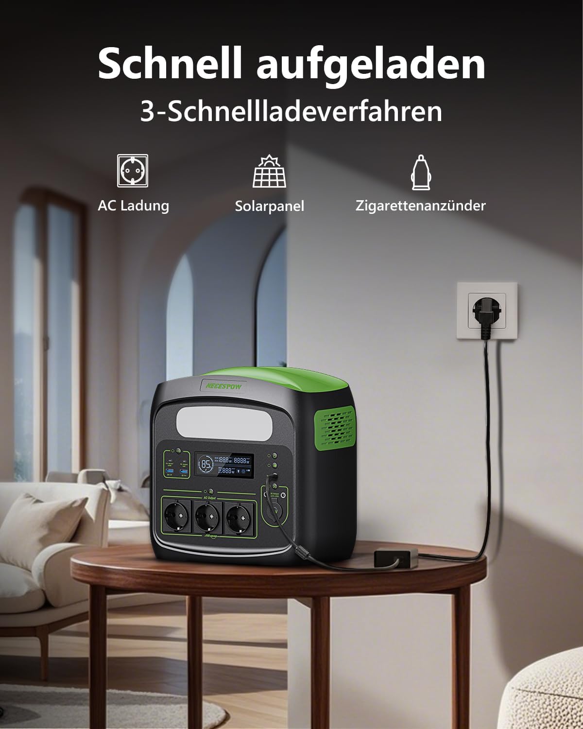 Tragbares Kraftwerk N7576, 700 W, 483,84 Wh, AC-Steckdosen x 3, Kraftwerk LiFePO4-Batterie, reine Sinuswelle, USB-C PD100 W Ausgang, Solargenerator für Camping Home CPAP – Bild 4