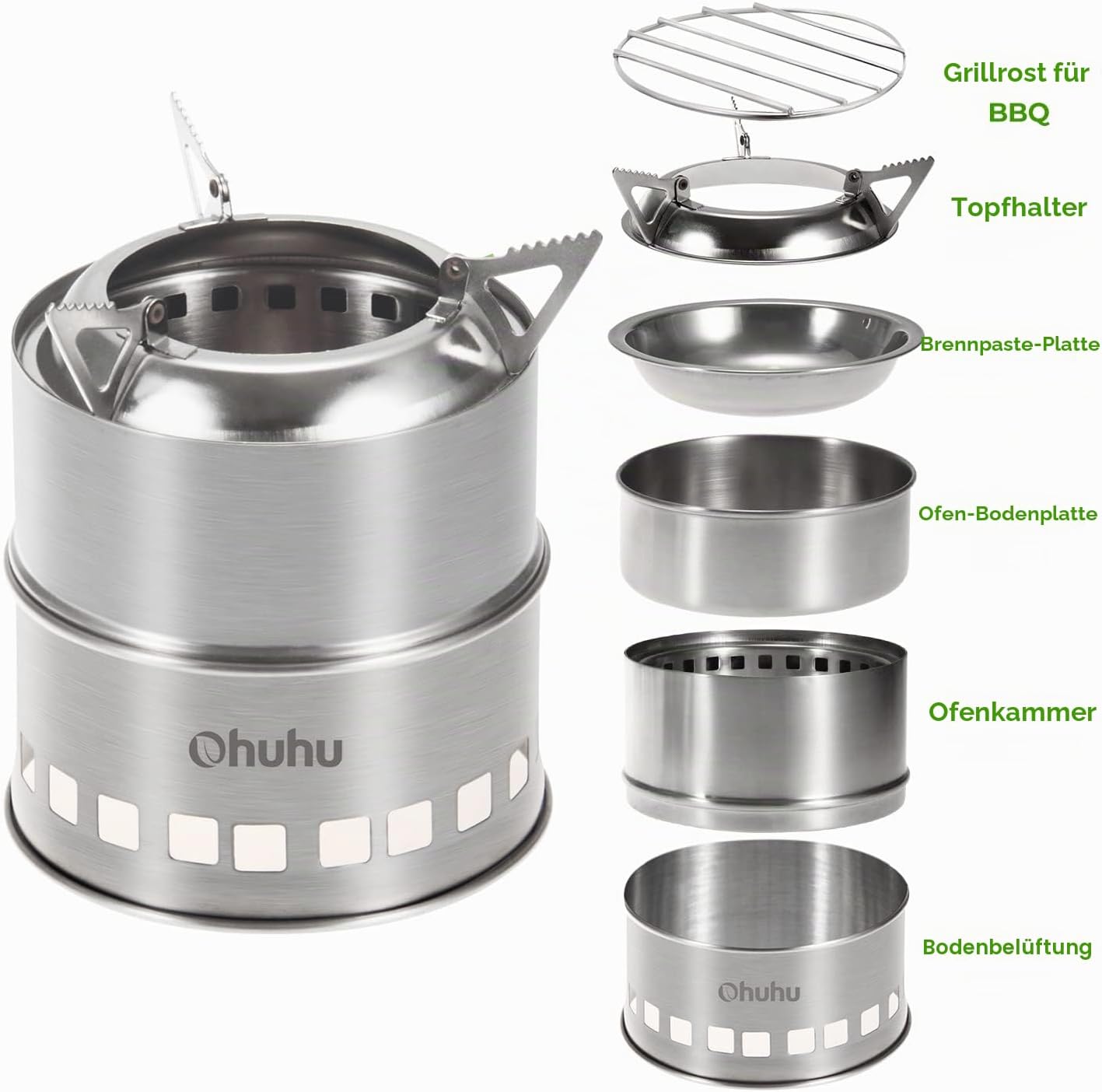 Hobo-Kocher, Camping-Outdoor-Kocher, Holzofen, Edelstahl, mit Tragetasche für Grill, Picknick, Wandern, Reisen – Bild 2