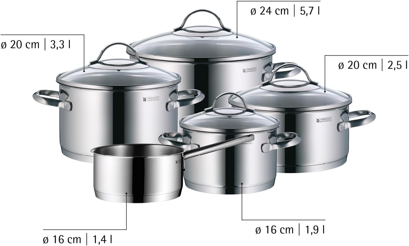 WMF Provence Plus 5-teiliges Kochgeschirr-Set mit Glasdeckel, Kochtöpfen und Stielkasserolle aus poliertem Cromargan-Edelstahl – Bild 9