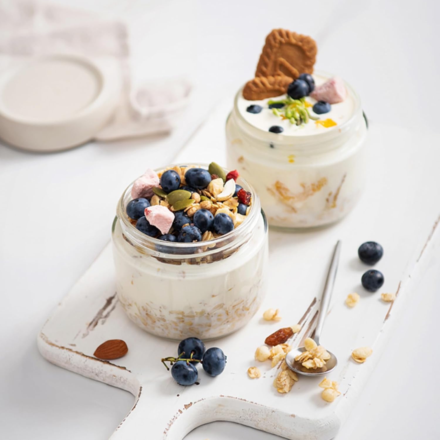 4er-Pack 10-Unzen-Overnight-Oats-Gläser, Einmachgläser mit Schraubdeckel für Overnight-Oats, Salat, Joghurt, Pudding, Chutney, Dessertgläser, wiederverwendbare Glasbehälter mit Deckel als Einmachglas – Bild 4