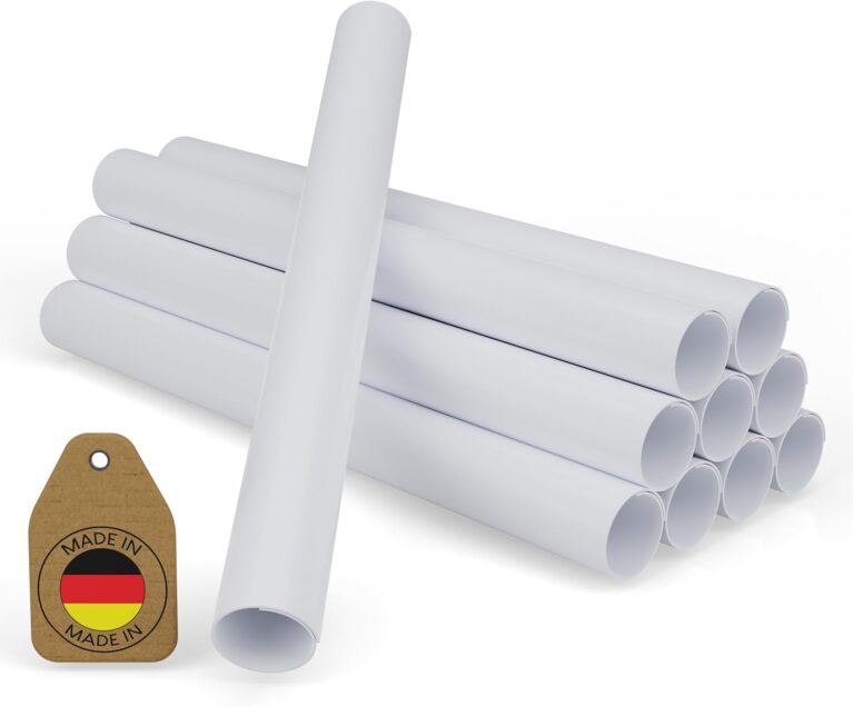 FUX 10 Stück Heizungsrohrabdeckung, Rohrabdeckung, für Rohrdurchmesser 15-18 mm, Länge: 200 mm, Rohrauskleidung für Heizungsrohre, Rohrabdeckung, Heizkörperrohrisolierung, weiß (18,5 x 0,5 x 200)