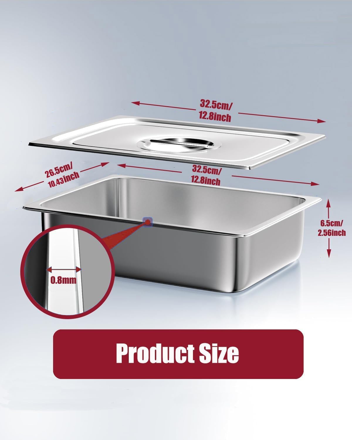 Panierschalen-Set mit 3 GN 1/2-Behältern, 32,5 x 26,5 x 6,5 cm, Panierset für Koteletts, Gastronorm-Behälter aus Edelstahl mit Deckel, Koteletts, Fleisch, Fisch – Metall, Panierstraße, rechteckig – Bild 3