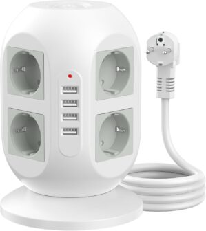 Steckdosenturm 8-fach mit 4 USB-Ans...