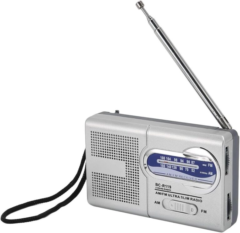 Namvo AM/FM Batterieradio, multifunktional, silbergrau, tragbares Miniradio, geeignet für Reisen, Wandern und Radfahren (Batterien nicht im Lieferumfang enthalten)