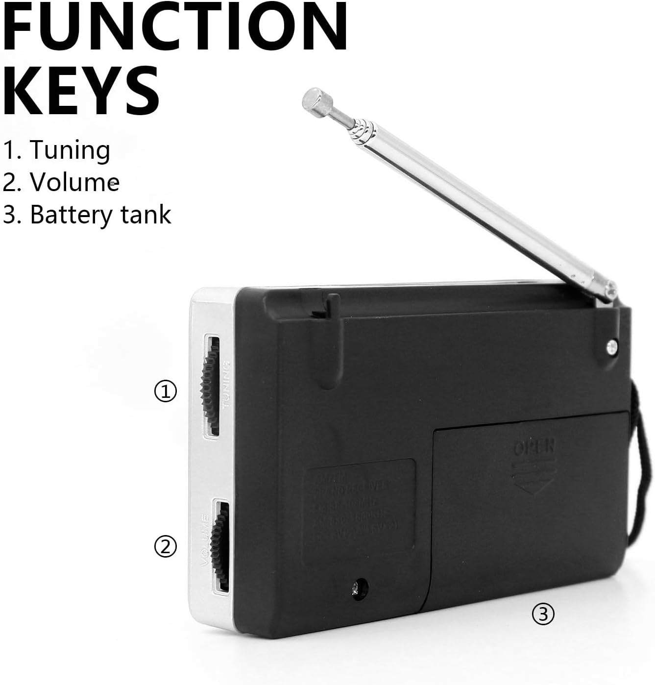 Tragbares Radio, DK-2015 AM FM batteriebetriebene Radios mit Lautsprecher, Stereo-Sound-Taschenradio für Zuhause, Outdoor, Reisen – Bild 6