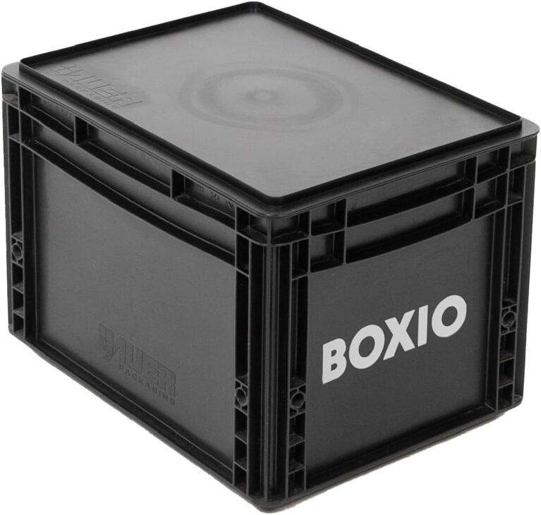 BOXIO Solo: Aufbewahrungsbox mit Deckel – Eurobox 40 x 30 x 28 cm – perfekte Kunststoffbox Transportbox aus Kunststoff für Camping, Boot, Keller oder Garten – stapelbar mit anderen Euroboxen
