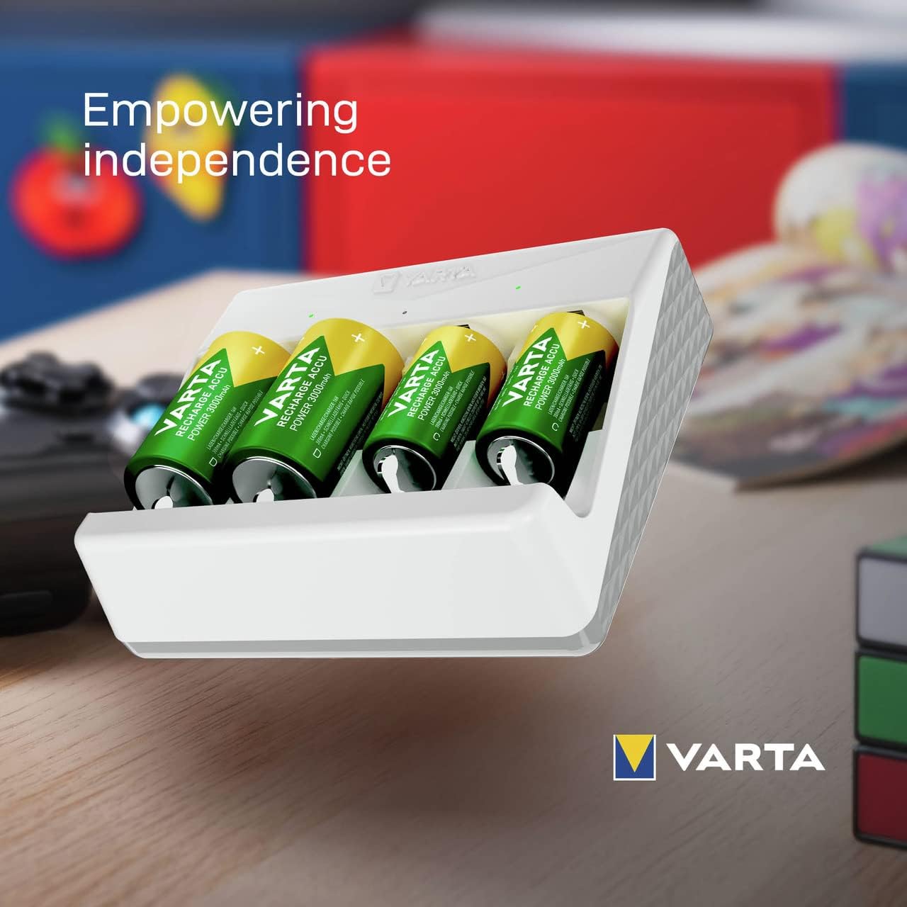VARTA Batterieladegerät, Batterieladegerät für wiederaufladbare Batterien, lädt 2 oder 4 AA, AAA, C, D oder 1 x 9 V gleichzeitig, Universal-Ladegerät, mit Sicherheitsabschaltung, unbestückt | für wiederaufladbare NiMH-Akkus, Sicherheitsabschaltung, Überlade- und Verpolungsschutz, mit LED-Ladeanzeige, kompaktes Gerät – Bild 12