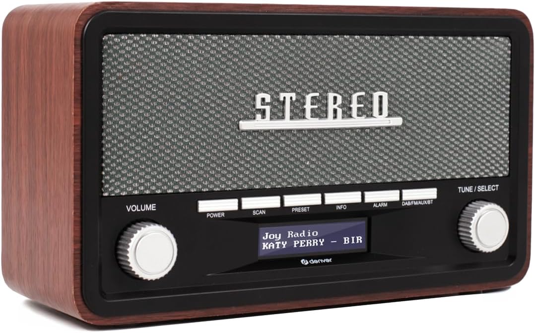 Denver DAB-18 DAB+ Digitales Retroradio | DAB Plus & FM & Bluetooth, 2 x 20 W Stereolautsprecher, LCD-Display, Alarmfunktion, Netzstecker – Bild 4
