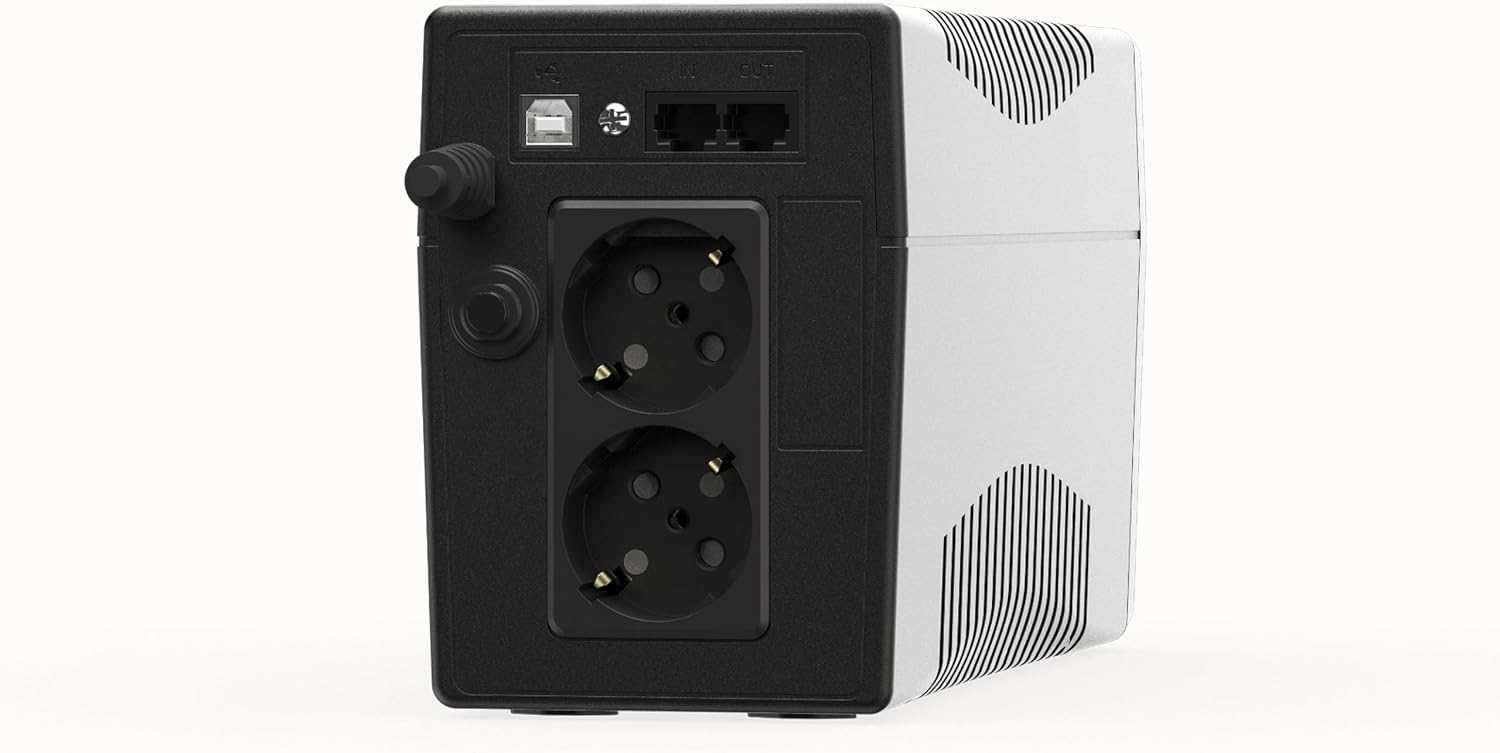 Green Cell PowerProof USV 850VA 480W, LCD-Display, 12V/9Ah Batterie | Notstromversorgung mit modifizierter Sinuswelle, Überspannungsschutz, USB/RJ45 und 2 Schuko-Ausgängen für Haushaltsgeräte – Bild 8