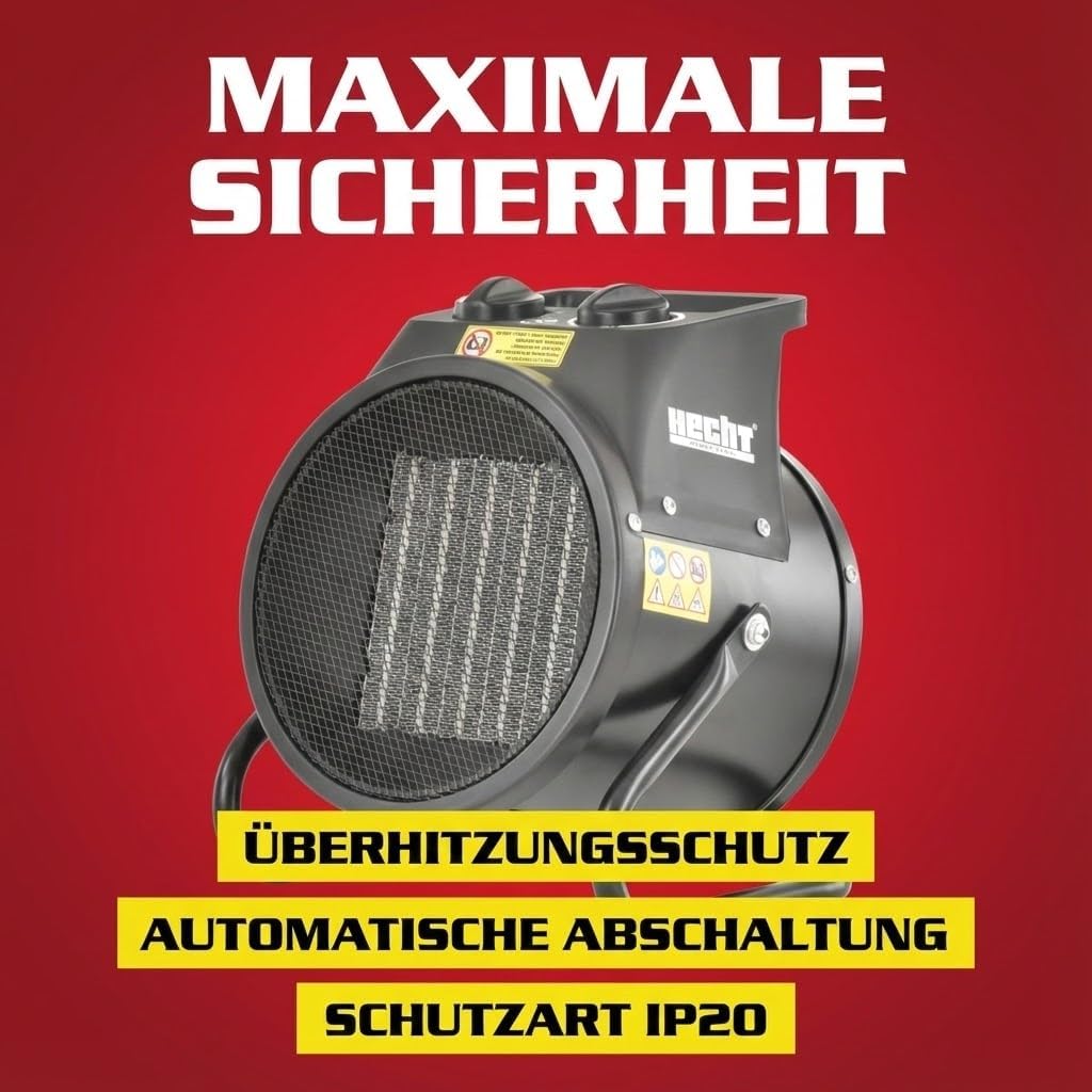 HECHT Keramikheizung – Tragbare Heizung mit 2000 W oder 3000 W – Thermostat – Überhitzungsschutz – Allergikerfreundlich – Leise – Elektrischer Heizkörper für z. B. Wohnzimmer, Badezimmer, Büro. – Bild 6