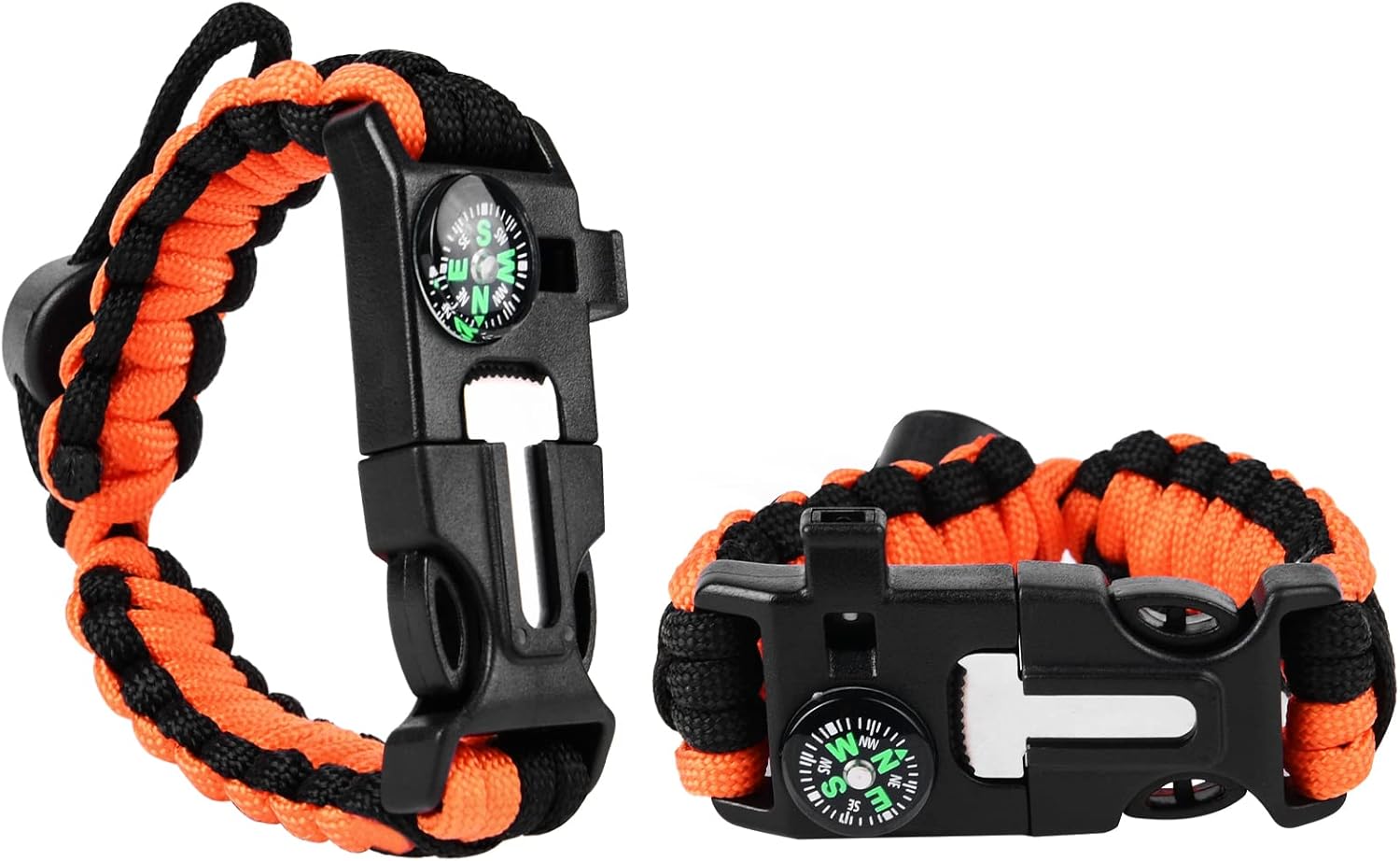 Flintronic Paracord Survival Armband Kit, Überlebensarmband Set, Feuerstarter aus Feuerstein und Stahl+100-dB-Pfeife+Basiskompass+Mini-Säge+Wasserdichtes Paracord in Militärqualität – Bild 9