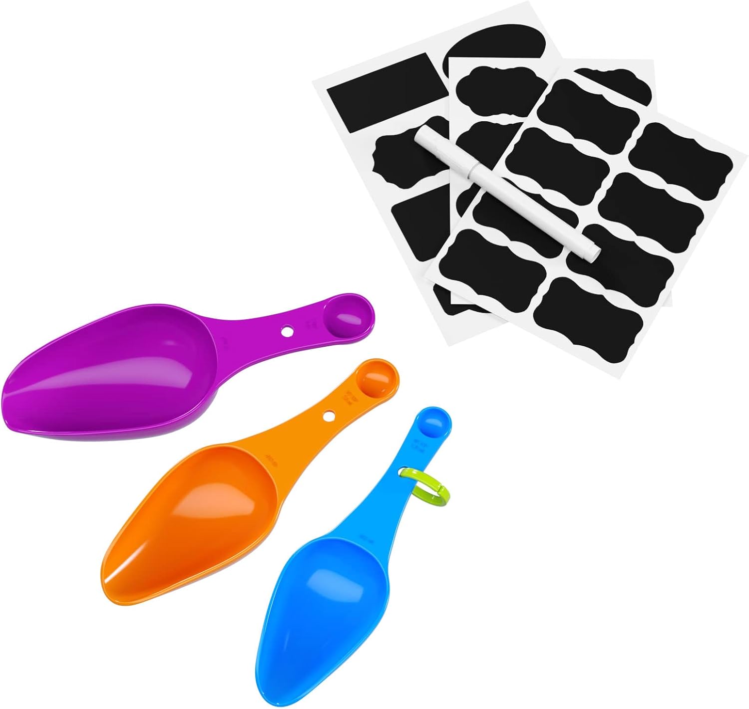WELLGRO Vorratsdosen-Set mit Etiketten, Kreidestift und Messlöffeln, Frischhaltedosen mit Deckel, BPA-frei, luftdicht, auslaufsicher, spülmaschinenfest, Menge: 8 Stück – Bild 4