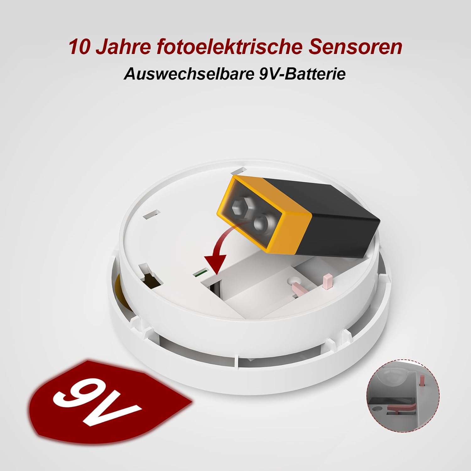 Rauchmelder Feuermelder, austauschbare 9V-Batterie für Rauchmelder, DIN EN14604 & BSI-zertifiziert, 4 Stück – Bild 6